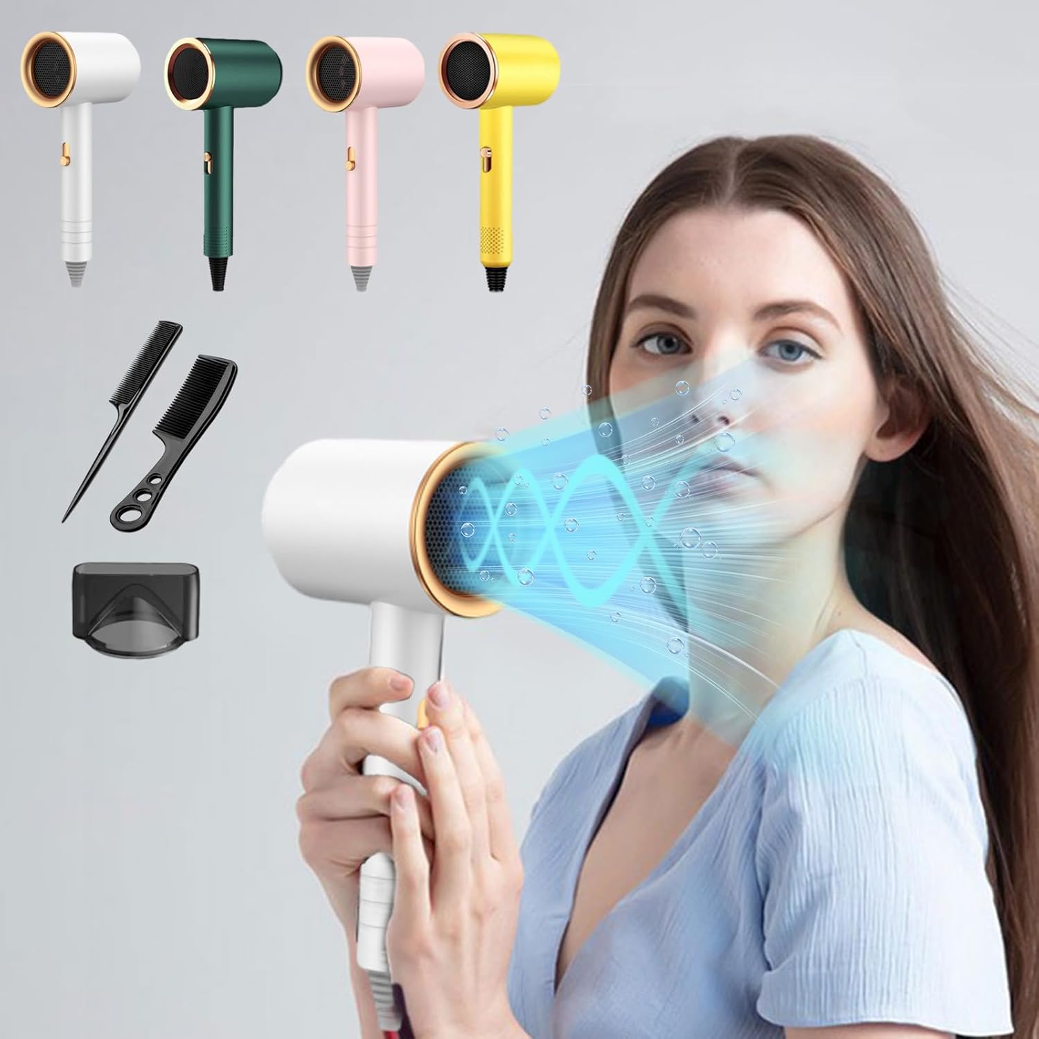 Rvkxad High-Power Electric Hair Dryer with Diffuser – Electric Home Hair Dryer Portable Quick Drying Hot Cool Wind Comb Hair Salon Blowing Dryer with Combs Women Styling Tools & Appliances Rvkxad High-Power Electric Hair Dryer with Diffuser – Electric Home Hair Dryer Portable Quick Drying Hot Cool Wind Comb Hair Salon Blowing Dryer with Combs Women Styling Tools & Appliances