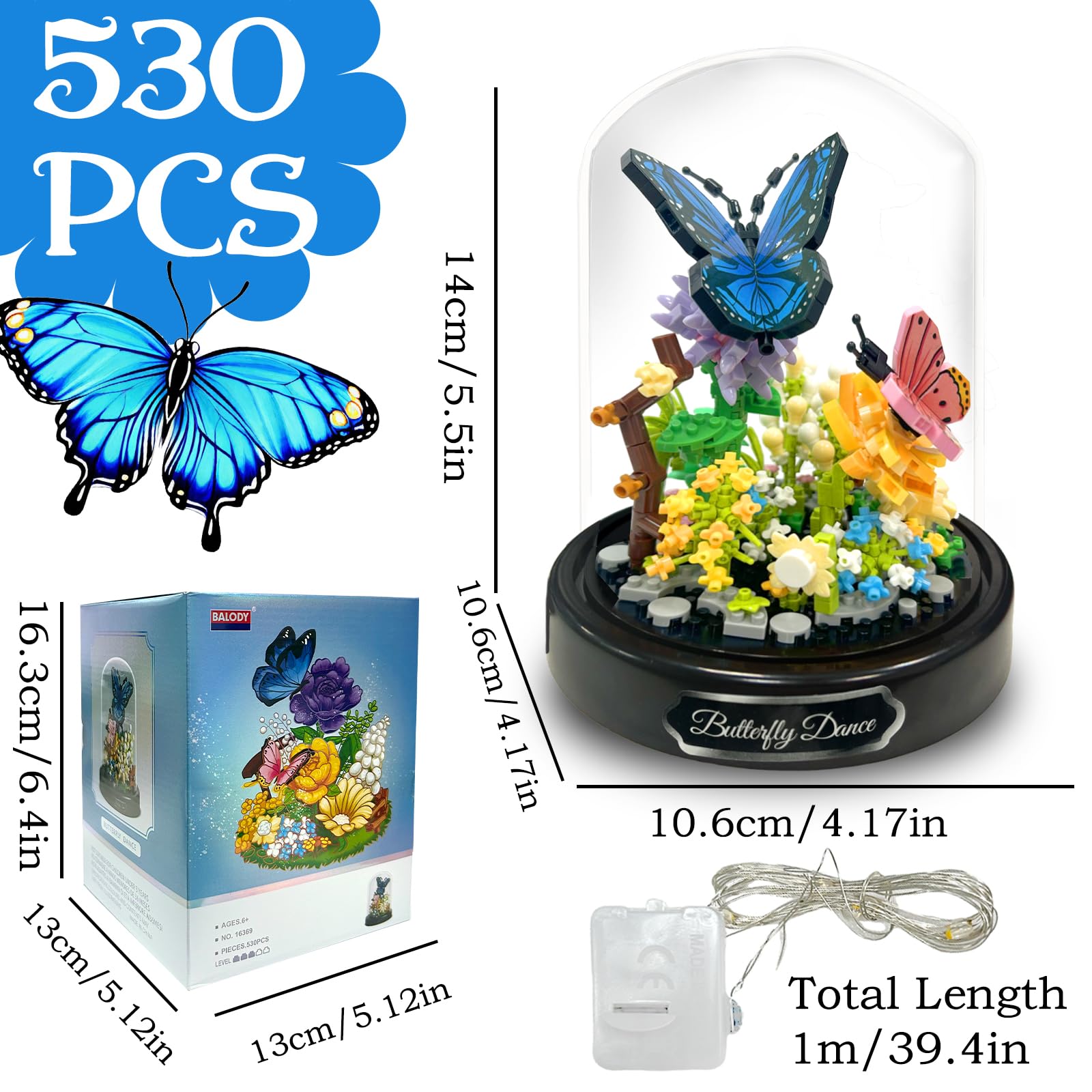 Felicify Flower Bouquet Building Sets with LED Lighting, 530pcs Flower Bouquet and Insect Building Blocks with Cover - Image 2