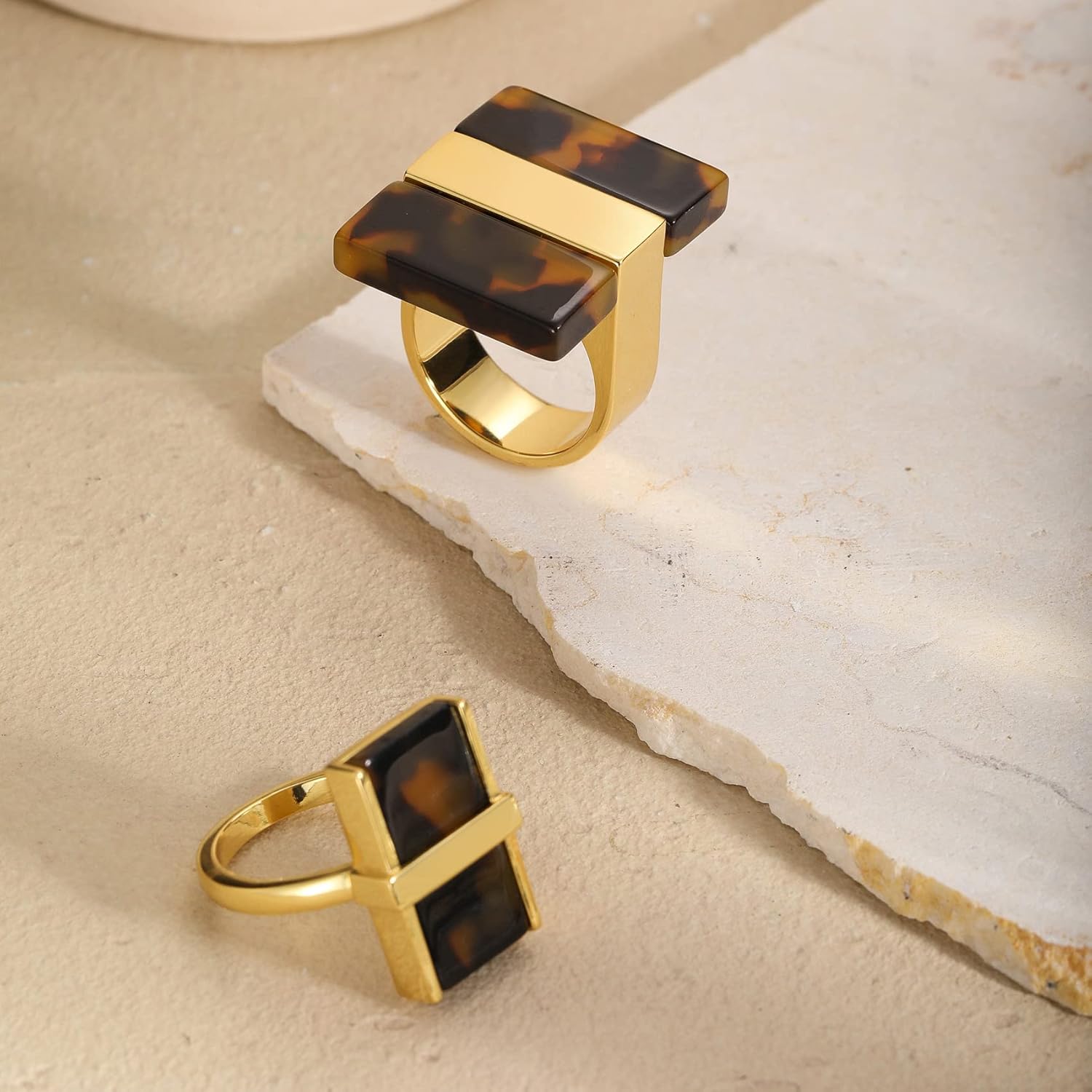 Mothers Day Gifts for Wife Leopard Ring for Women Leopard Jewelry Adjustable Gold Plated Acrylic Rings for Women Tortoise Ring Cocktail Ring - Image 8