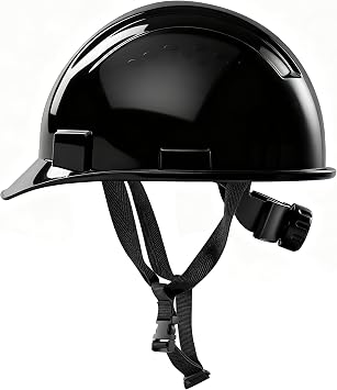Black Cap Style Hard Hat, OSHA Construction Work Approved, 4-Point Adjustable Suspension, ANSI Z89.1