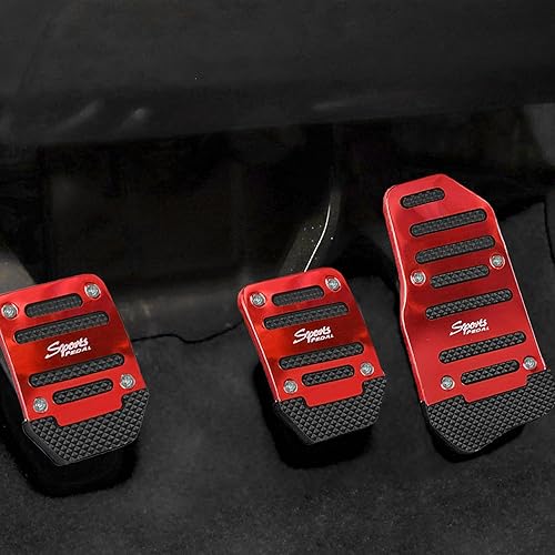 Miniatura 1 de Middrivr 3 pedales de acelerador de embrague de freno de aleación de aluminio, cubierta de pastillas de freno de transmisión manual automática de