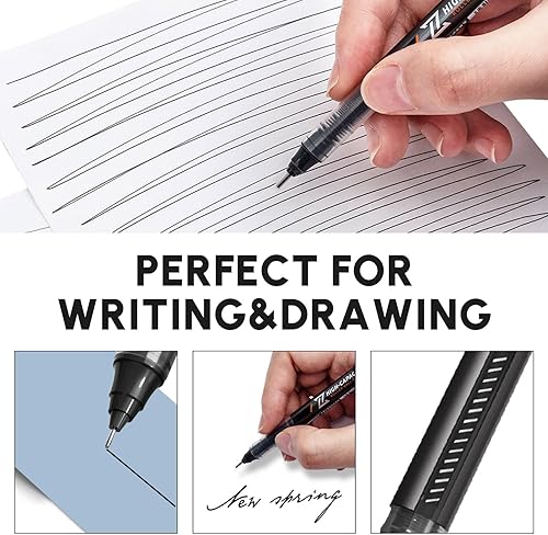 Miniatura 3 de M&G 10 bolígrafos líquidos de punta fina de punta fina de 0.020 in, tinta negra, bolígrafos de punta ultrafina, escritura suave para tomar notas,