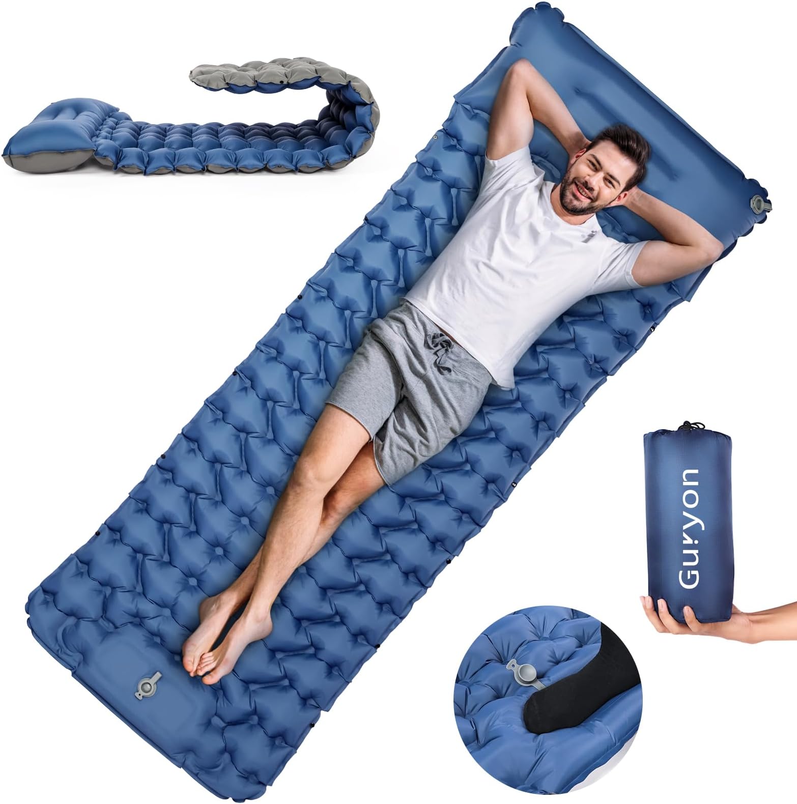 Guryon Self Inflating Camping Mat, Ultralight Inflatable Single Camp