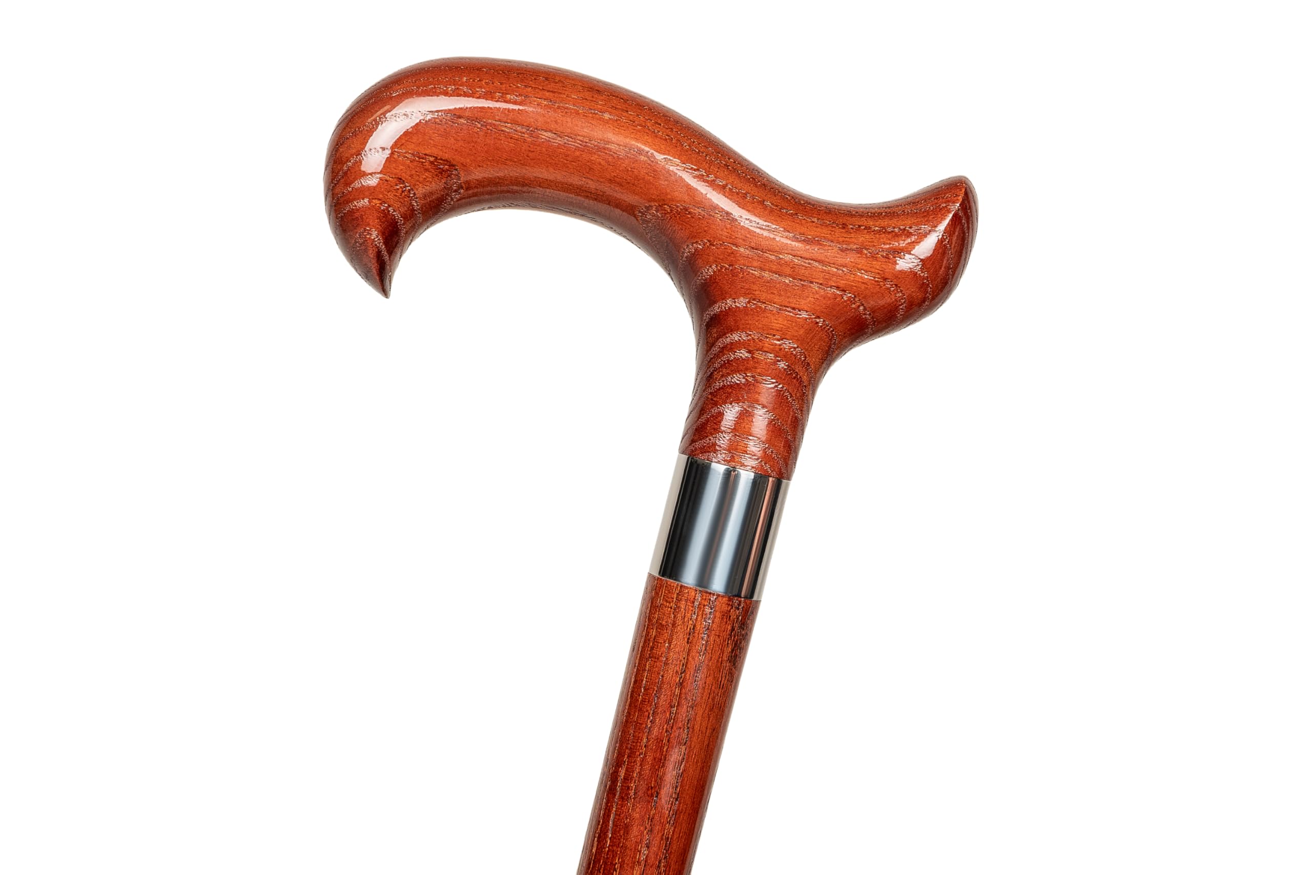 Dr. Watson Classic Derby Walking Stick – Handcrafted Ash Wood Cane with Polished Stainless Steel Collar