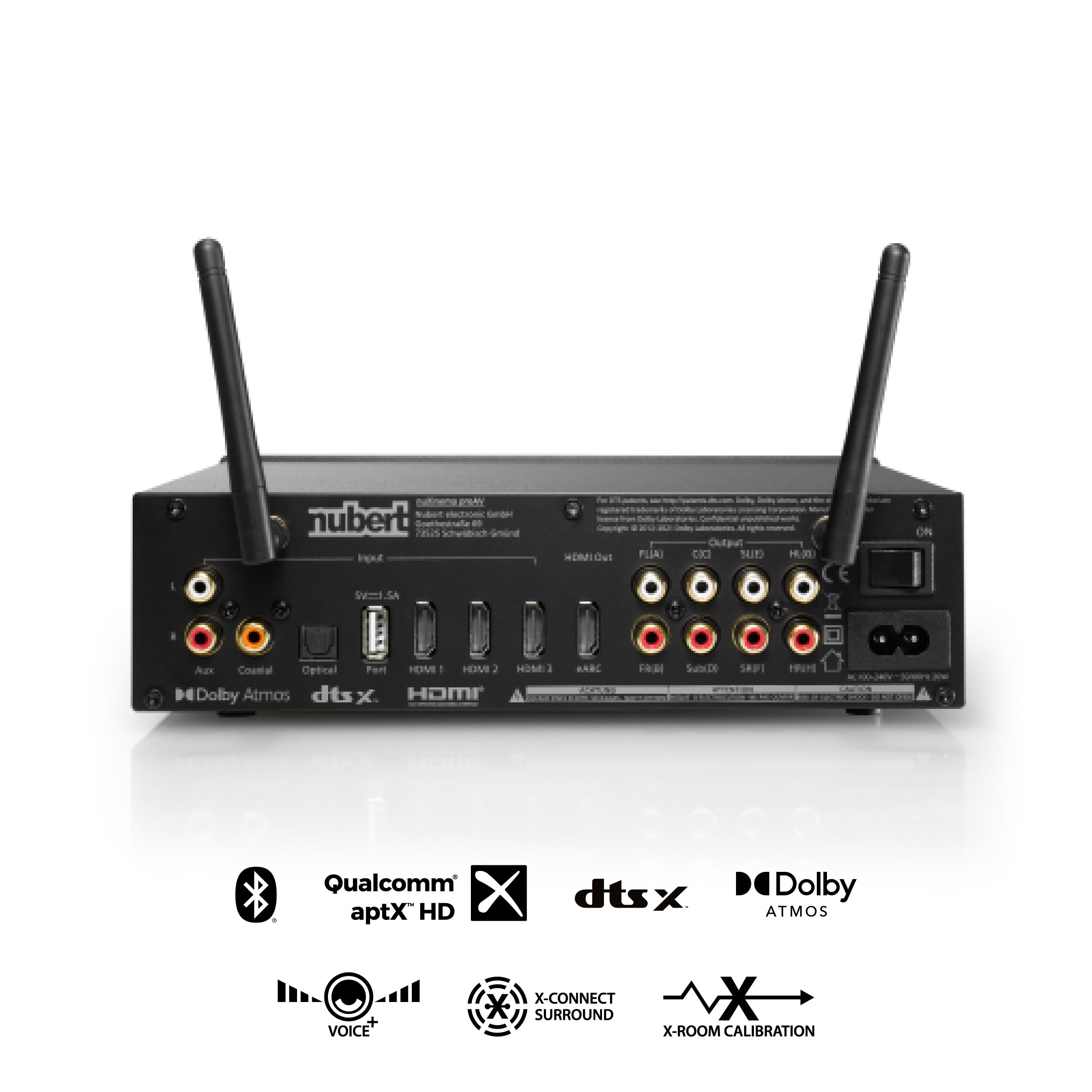 Nubert nuXinema preAV AV-Vorverstärker Dolby Atmos DTS:X Wireless Surround-Sound 9 Quellen