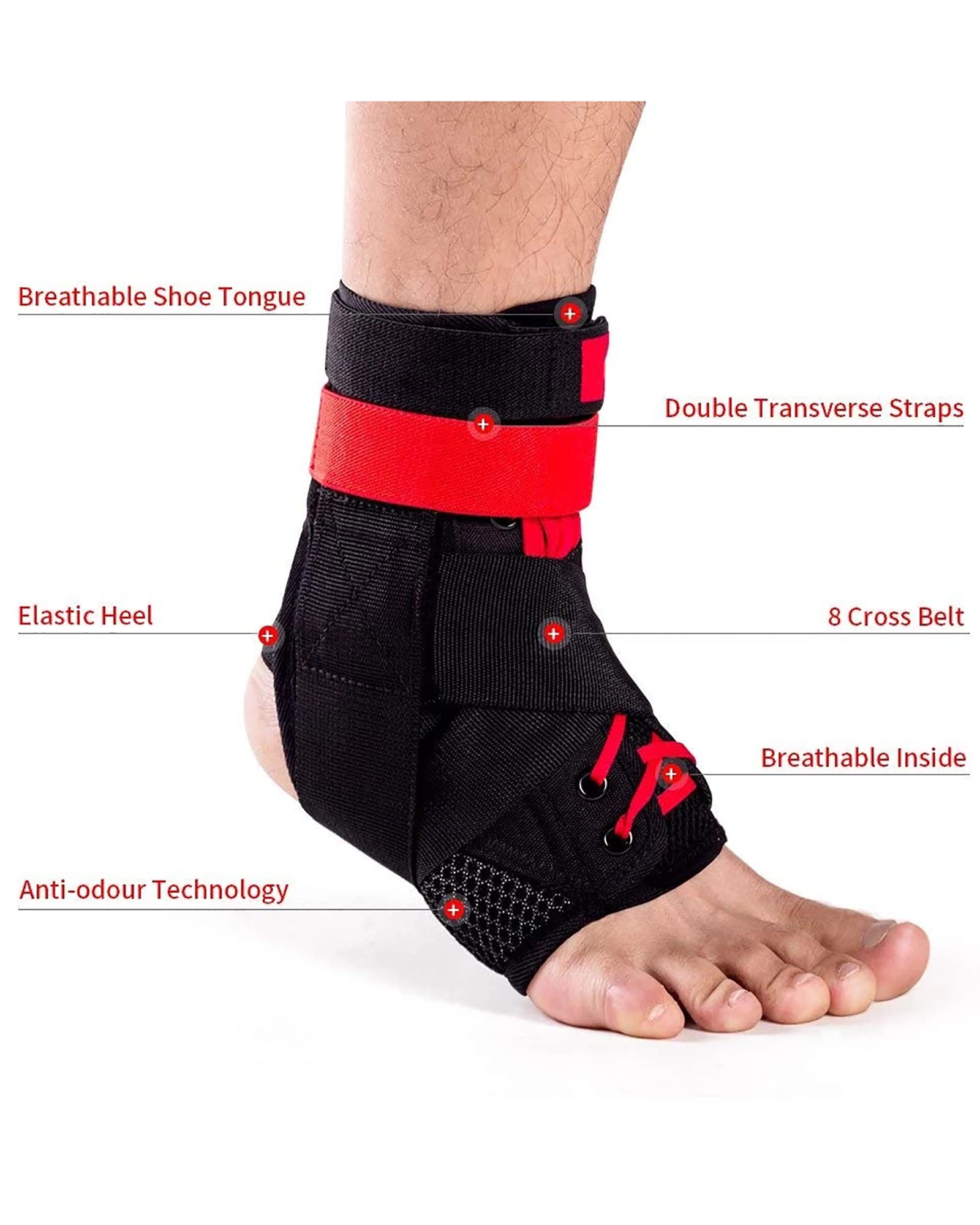 Cómodo Soporte de Tobillo Ajustable con Cordones Transpirable estabilizador de pie ortesis Protector de Tobillo férula para esguince para Lesiones Deportivas, L