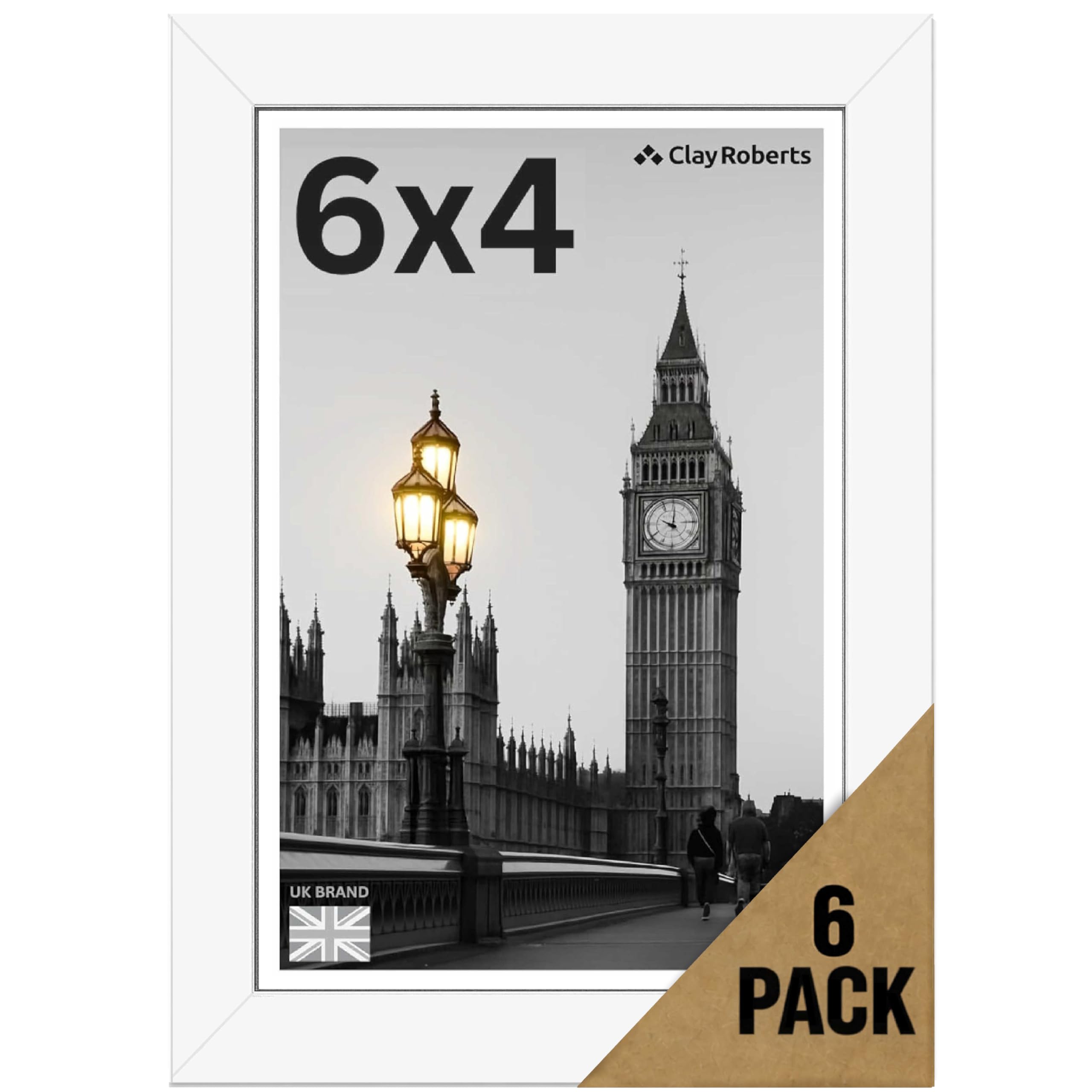 6x4 White Photo Frame Picture Frame, Freestanding and Wall Mount, 10x15cm, 4x6 Frame for Wall Collage Display, Shelf and Staircase, Home or Gift.