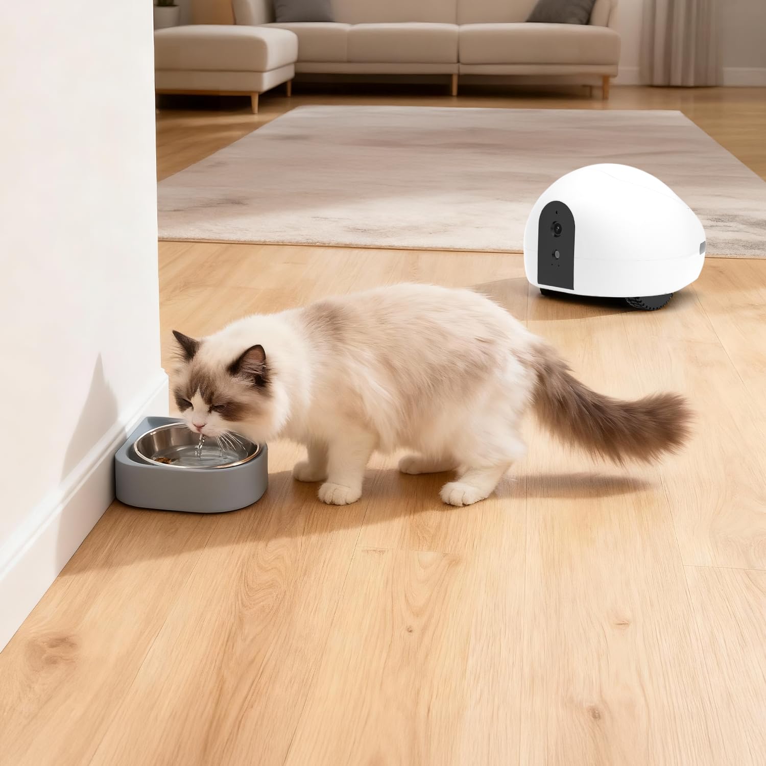 Cámara para gatos, robot de cámara móvil para mascotas con aplicación para teléfono, dispensador de golosinas para mascotas, cámara para mascotas interior, cámara para perros con visión nocturna,