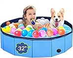 Dog Pool, Foldable Pet Swimming Pool with 6mm High-Strength PP Board, Hard Plastic Collapsible Doggy Pools for Small Dogs Kitty Duck,Non-Slip Doggie Bathtub Quick to Set Up and Drainage Hole(32x8in)