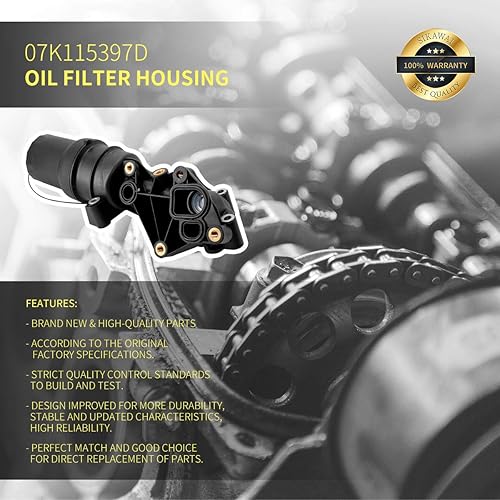 Miniatura 6 de Sikawai Fit - Base de filtro de aceite de motor mejorada 07K115397D, conjunto de carcasa de filtro de Sikawai Fit para VW Mk5 Jett-a Golf Beetle