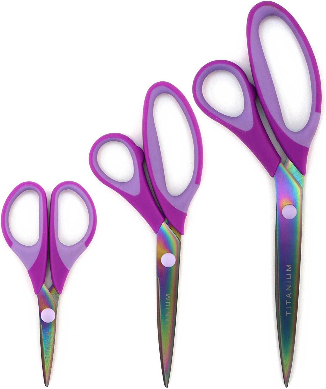 Titanium Softgrip Scissors Set for Sewing, Arts, Crafts, Office - Jubilee Yarn - 1 Set of 3 - Purple : Arts, Crafts & Sewing