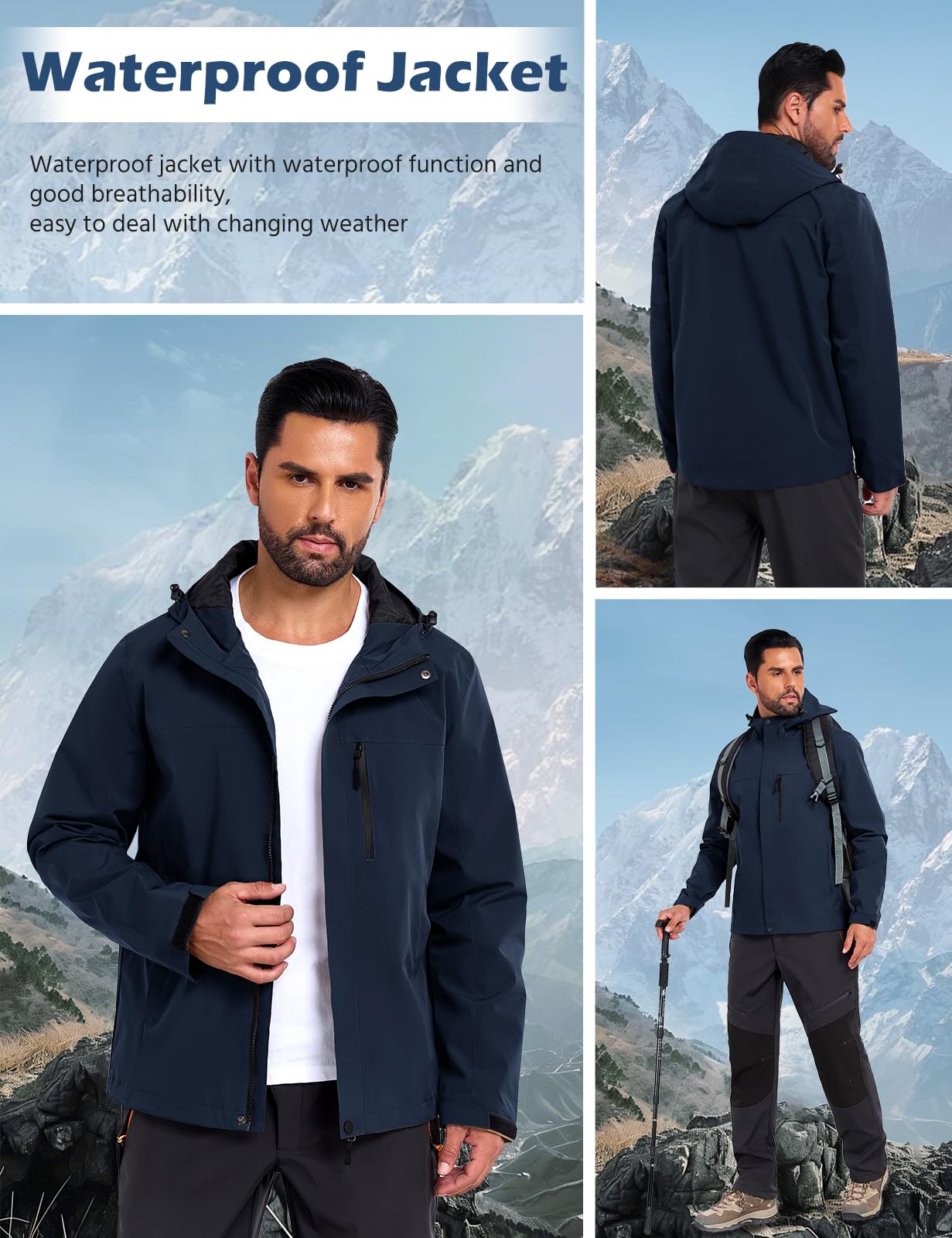 Svanco Giacca Impermeabile Antivento Uomo, Giubbotto Softshell Antipioggia Leggero per Trekking, Vento e Pioggia