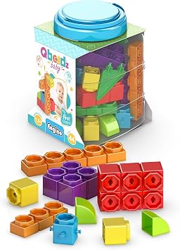 Engino Baby Qboidz, My First Steps Educational Playset for Ages 1.5+, Building Blocks for Toddlers, Motor Skills Toys for Toddlers, STEM Kit for Children, Preschool Learning Toys, Medium Tube