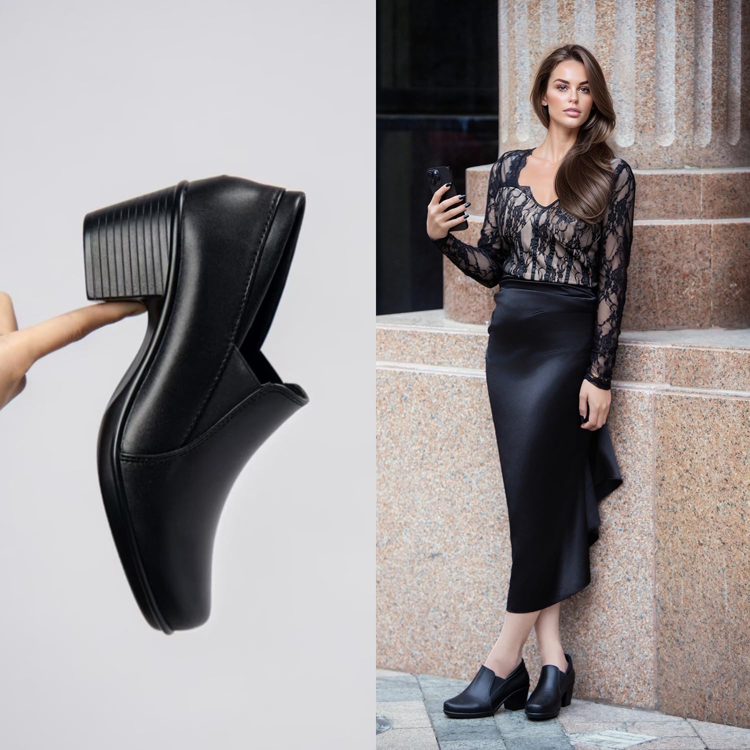 Women's Dress Shoes 2024 - Low, Comfortable Heeled Loafers with Chunky Block for Work, Casual and Office Business. Slip-on Pumps - Image 6