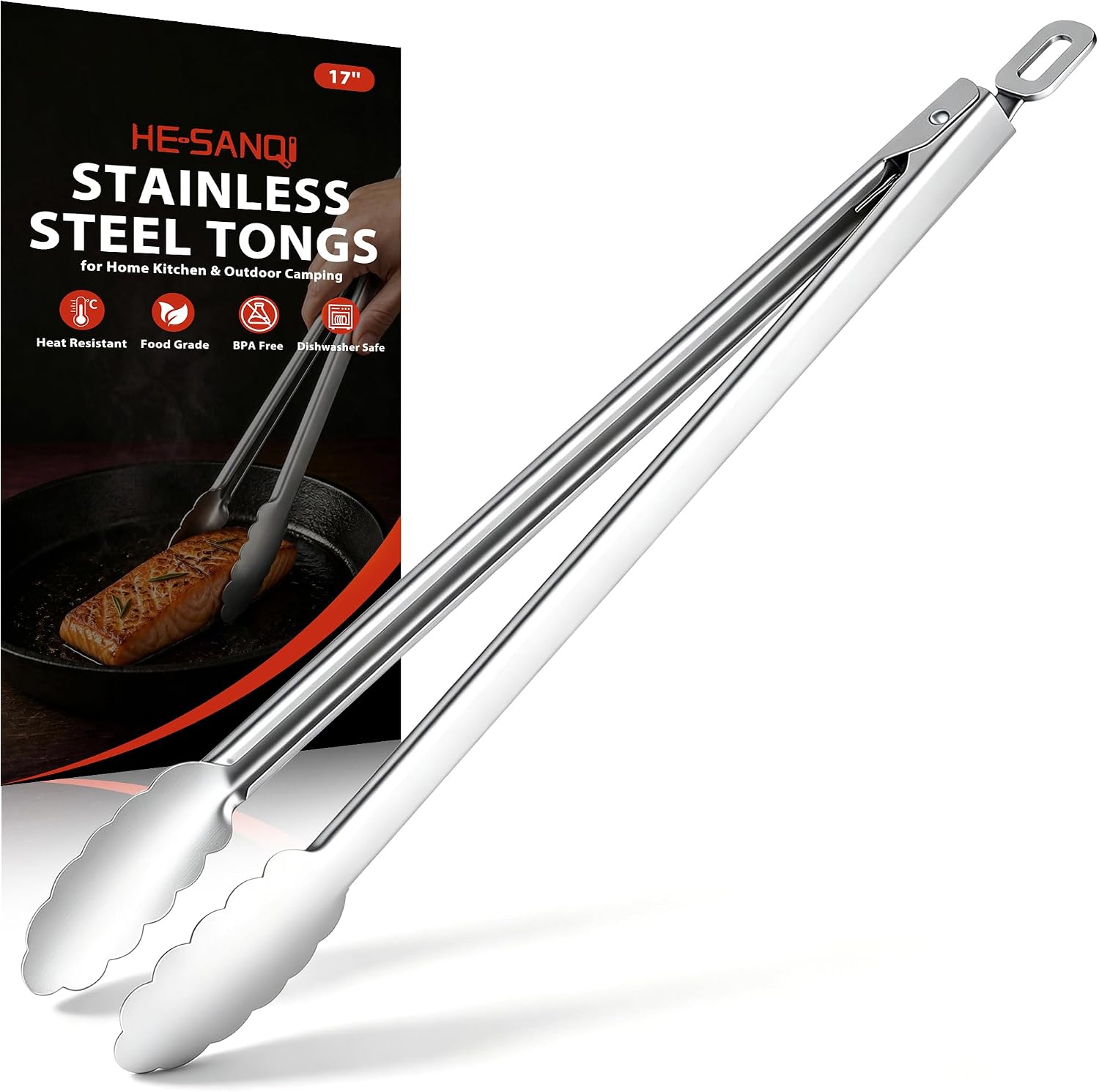 Grill Tongs 17 Inch Extra Long Stainless Steel BBQ Tongs for Cooking