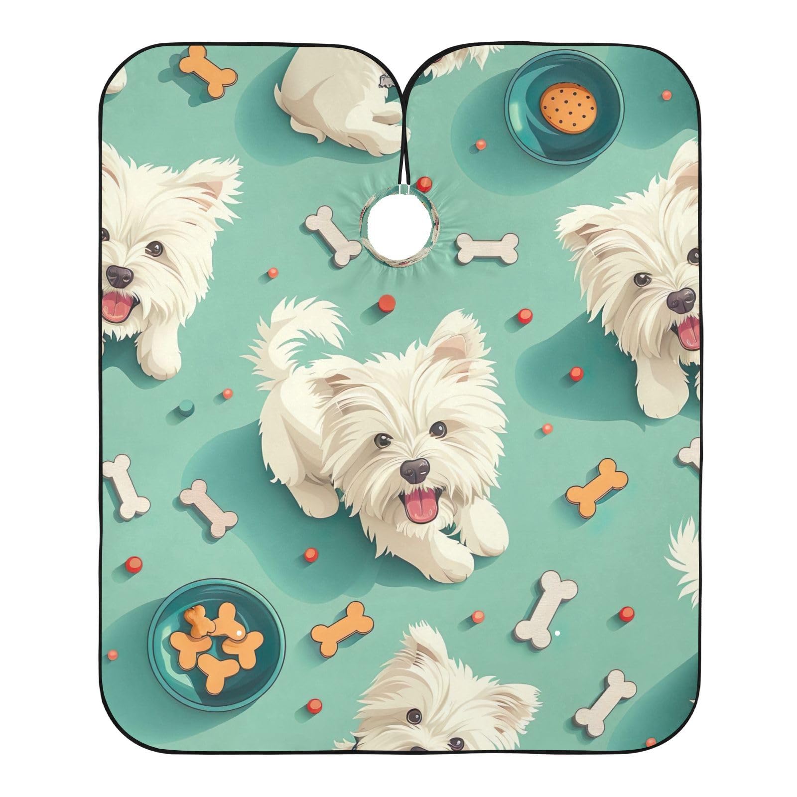 PaChyLuu West Highland Terrier Professional Barber Cape Waterproof Hair Cutting Salon Cape with Adjustable Snap Closure for Men Women