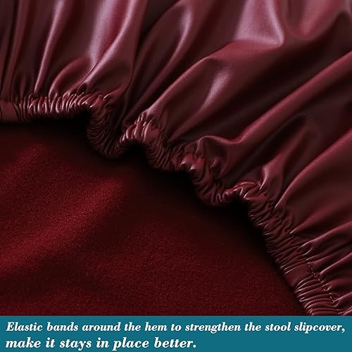 Miniatura 6 de Fundas de taburete redondas, paquete de 4 fundas elásticas impermeables de poliuretano redondas para taburetes de bar extraíbles, fundas de asiento