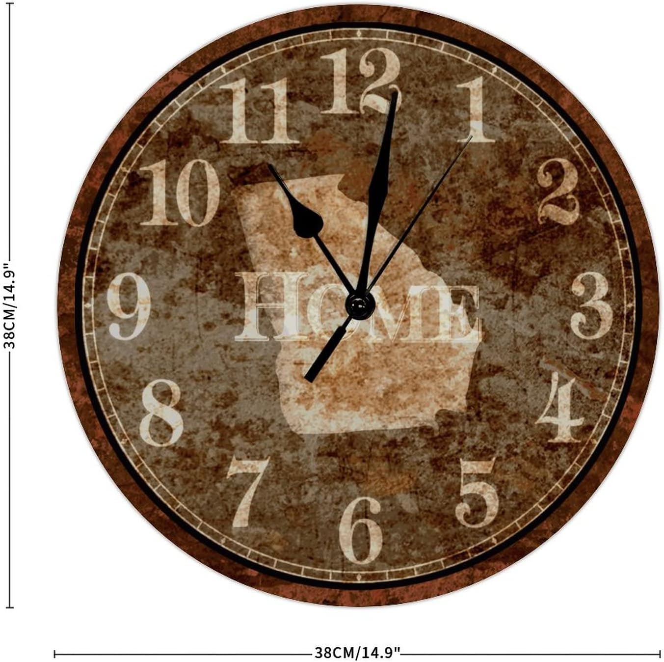 Georgia Home State Clock America Wall Clock Retro Georgia 15 Inch Wall Clocks Battery Operated Silent Vintage Adventure Wall Decor for Bedroom Living Room Kitchen School Office Lodge