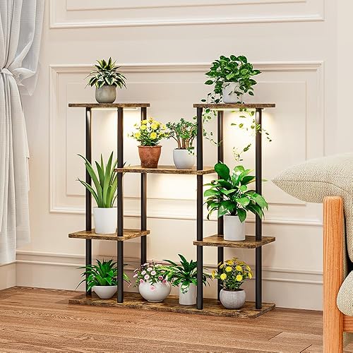 Soporte para plantas de esquina de interior, organizador de plantas de metal escalonado de 4 niveles para 10 macetas, soporte para flores,