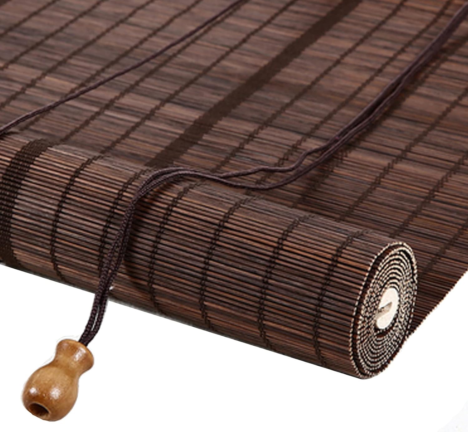 Roller blind Bamboo Retro,Natural Roman Blinds,Dark Brown Bamboo Home Window Shade Drape Curtain,Blackout/Breathable,Shutters for Indoor/Outdoor/Veranda/Patio,Customizable (70x80cm/28x32in)