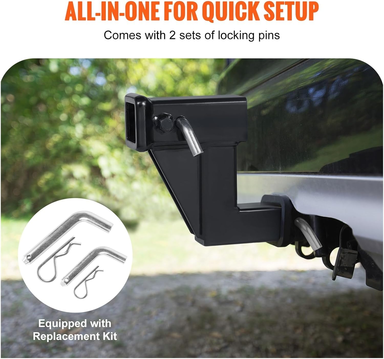 Trailer Hitch Riser for 2" Receiver Extender Extension Adapter 4000 Lbs Max Towing Capacity Hitch Pins Included Black(LFYC05)
