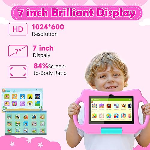 Miniatura 8 de Nyxolaria Tableta para niños de 7 pulgadas Android 12.0 para niños pequeños, 4 GB de RAM 32 GB ROM Bluetooth IPS Pantalla Control Parental Dual