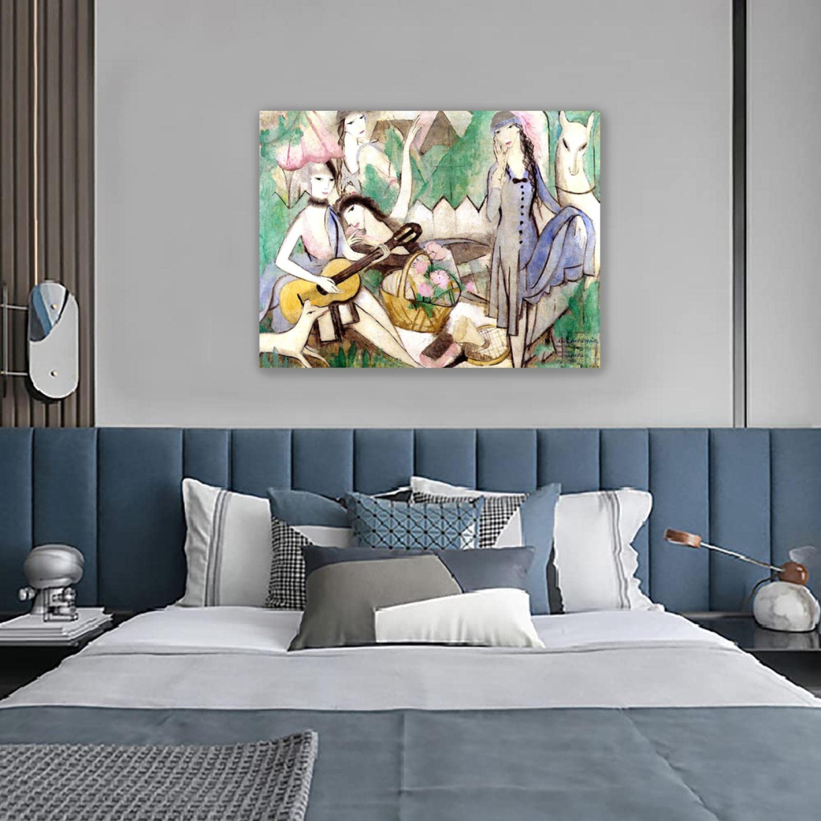Gerahmt-Marie Laurencin Bilder Leinwand| XXL-Abstrakte Wandkunst Frau Bild Leinwand Gemälde|Wandbild Poster Kunstdruck Als Leinwandbild|Wand-BilderEin pastorales Konzert' 40x55cm(16x22in)