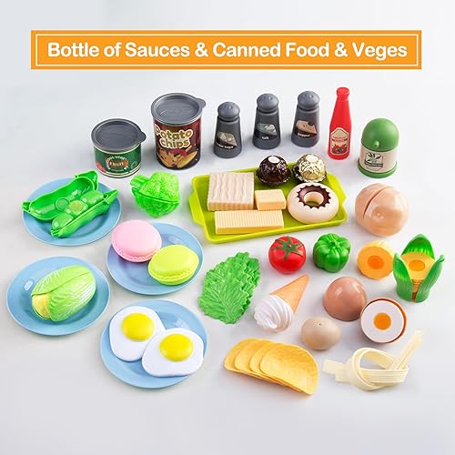 Miniatura 5 de JokerKing Juego de cocina de 150 piezas, accesorios de cocina para niños pequeños, alimentos, manta de picnic, frutas, verduras, paquete de 2 cestas