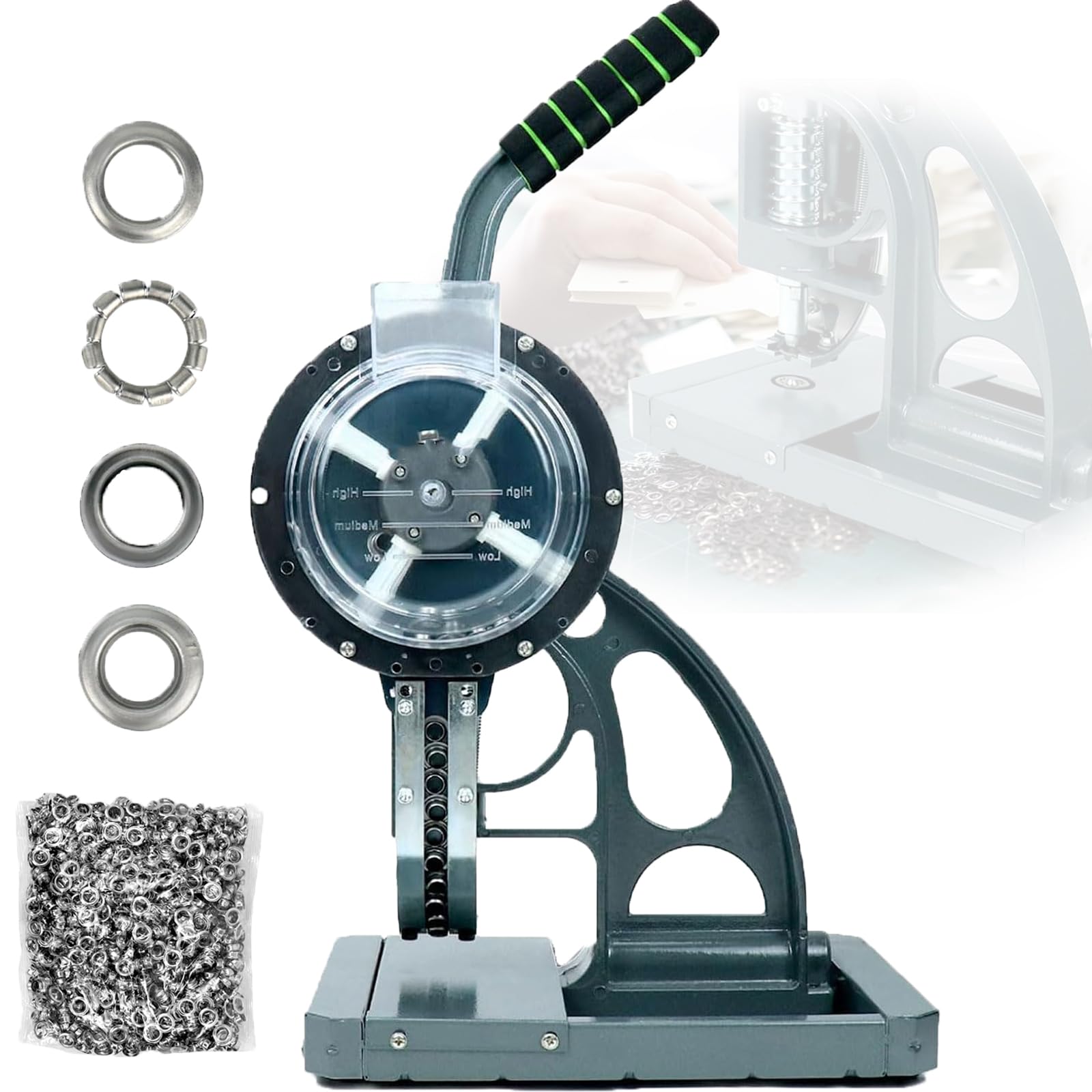 Halbautomatische Ösenpressmaschine, manuelle Knopffaschine, kommerzieller Stanzer, für Sprühlackiertuch, Planenstanzen, Bannerstanzen 5,5 mm