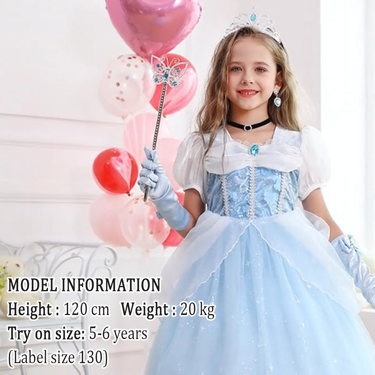 Amazon.com: Luzlen Cinderella Costume for Girls Blue Princess Dress for  Kids with Puffy Sleeves Halloween Birthday Party Outfit,2-3 Years(Label  100) : Clothing, Shoes & Jewelry