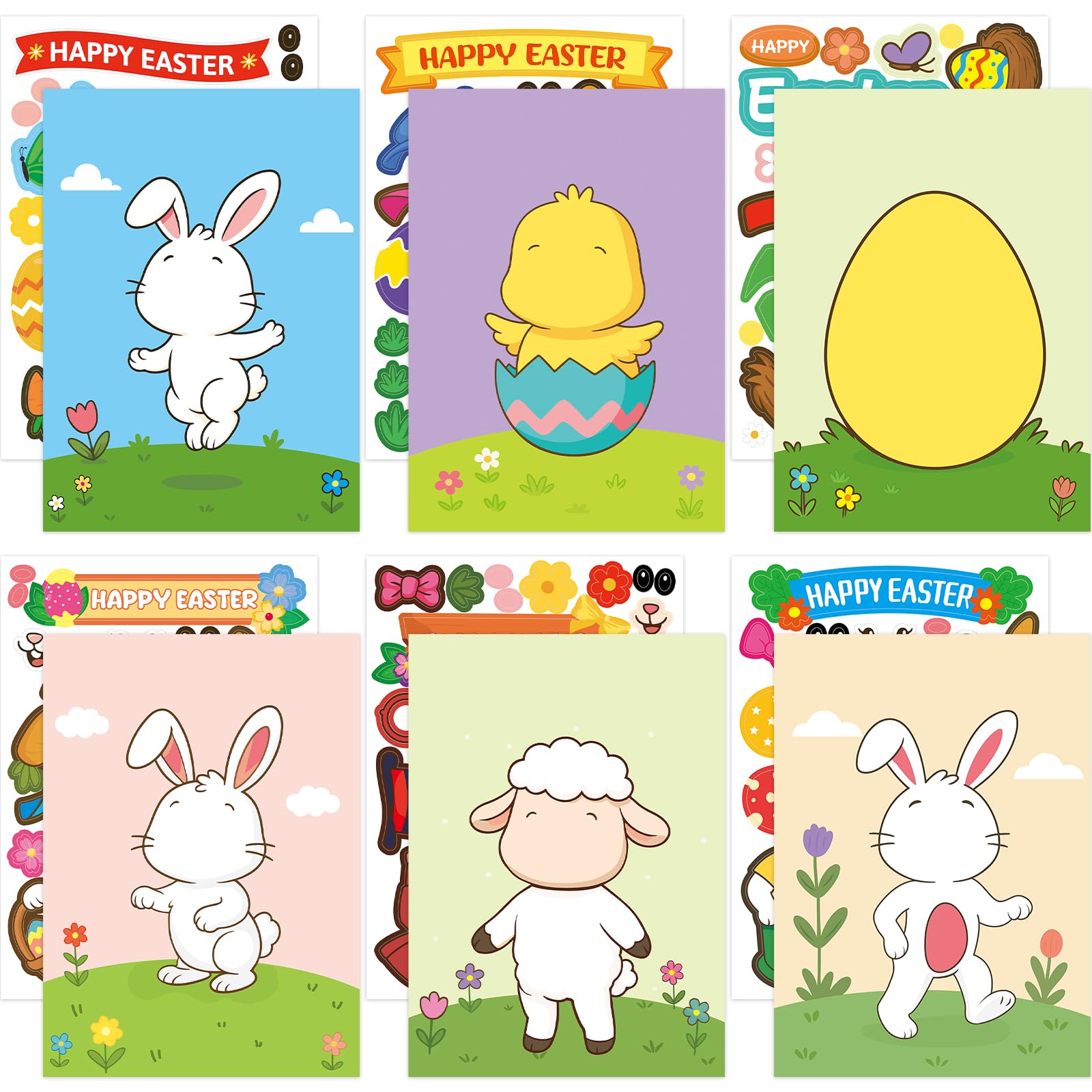Photo 1 of ***PACK OF 5***Fancy Land 18 Pack Easter Crafts for Kids Card Making Kit DIY Make Your Own Easter Cards with Envelopes Classroom School Activities Party Favors