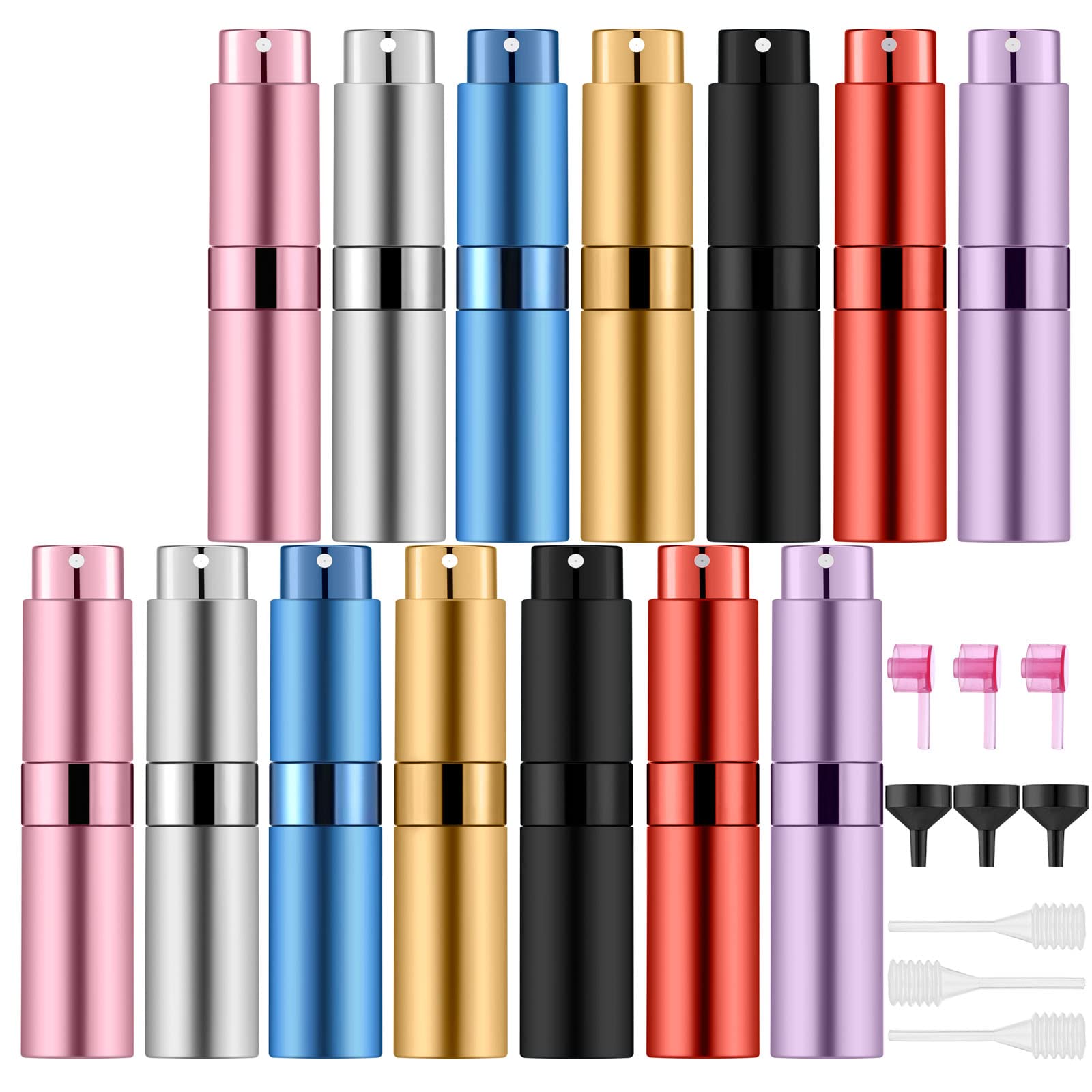 14 bottiglie di profumo atomizzatore portatile da 8 ml, mini bottiglia vuota ricaricabile per colonia, spruzzatore liquido per profumo da viaggio (colori di miscelazione)