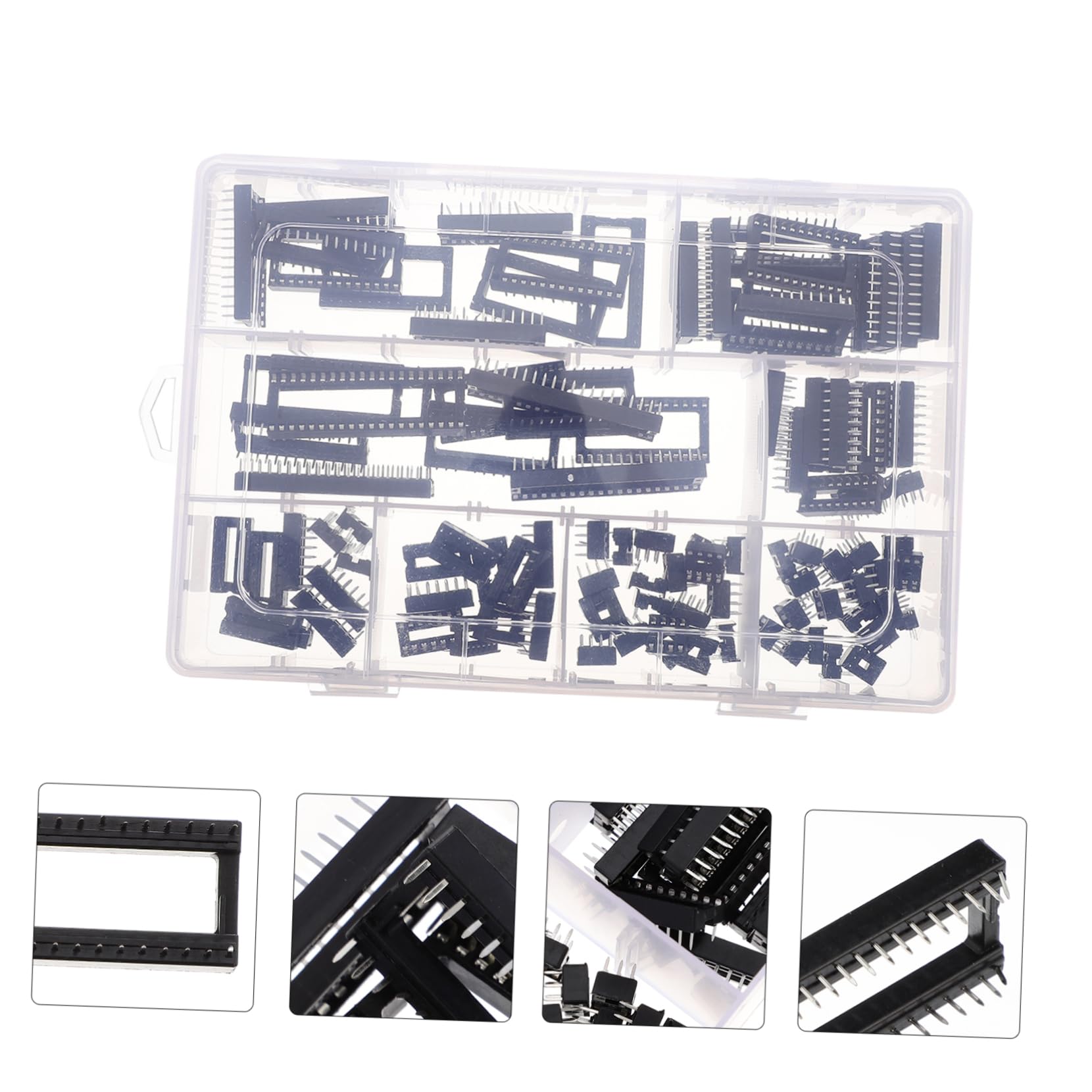 MUCKLILY 100pcs Set Pin Socket Connection Dip Ic Dip Soldering Ic Socket Ic Solder Ic Chip Integrated Circuit Chip Assortment Connectors SMA Adapter Adapters Ic Adaptor Abs Black