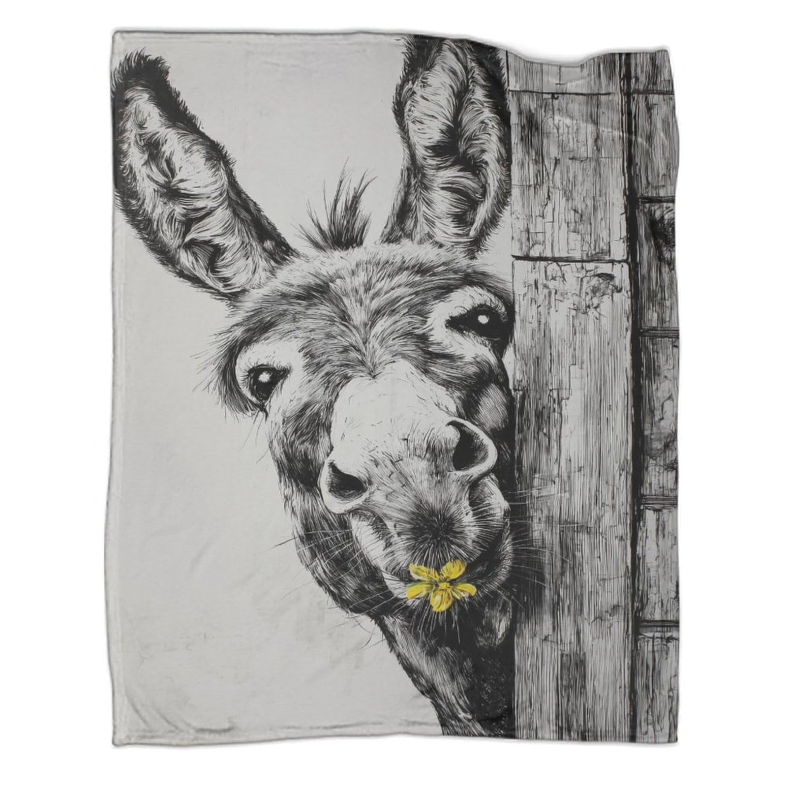 kaiyun Black And White Sketch of A Donkey Throws And Patchwork Quilts,60x80inch(150x200cm),Soft Blanket with Pattern
