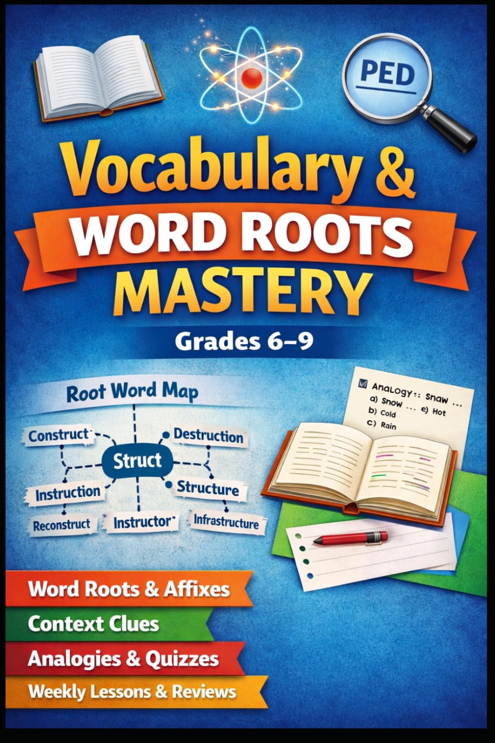 VOCABULARY & WORD ROOTS MASTERY Grades 6–9: Greek & Latin Roots • Prefixes & Suffixes • Context Clues Analogies • Weekly Practice • Cumulative Reviews