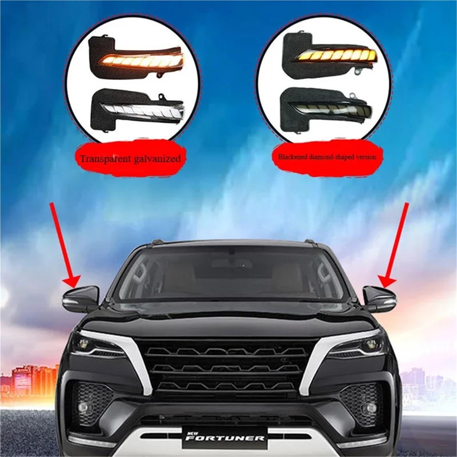 Derde remlichten Pasuje do Toyoty Pasuje do Innova Pasuje do Corolla Cross Lusterko wsteczne Żółte światło Płynący sygnał skrętu remlichten(For Hilux AN120 AN130)