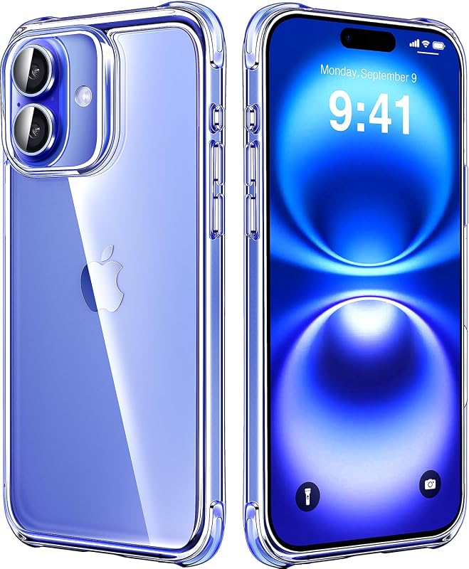 Mkeke para iPhone 16 Estuche transparente [No amarillento] | [Protección contra caídas de grado militar] Estuche delgado y transparente para iPhone 16 de Apple con parachoques a prueba de golpes 2024