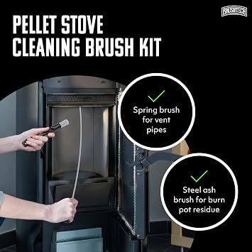 BRUSHTECH Brushtech Pellet Stove Cleaning Brush for 3 Vent Pipes Kit - Black