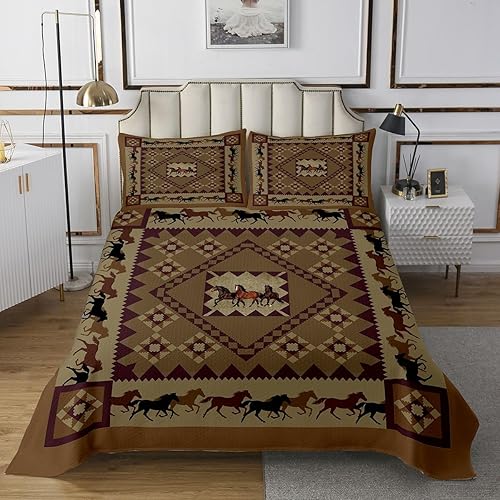 Vista 18 de Erosebridal Ethnic Tribe Feather Coverlet Set Geometric Aztec Bedspread,Western Quilted King African Tribe Arrow Retro Vintage Exotic Geometric