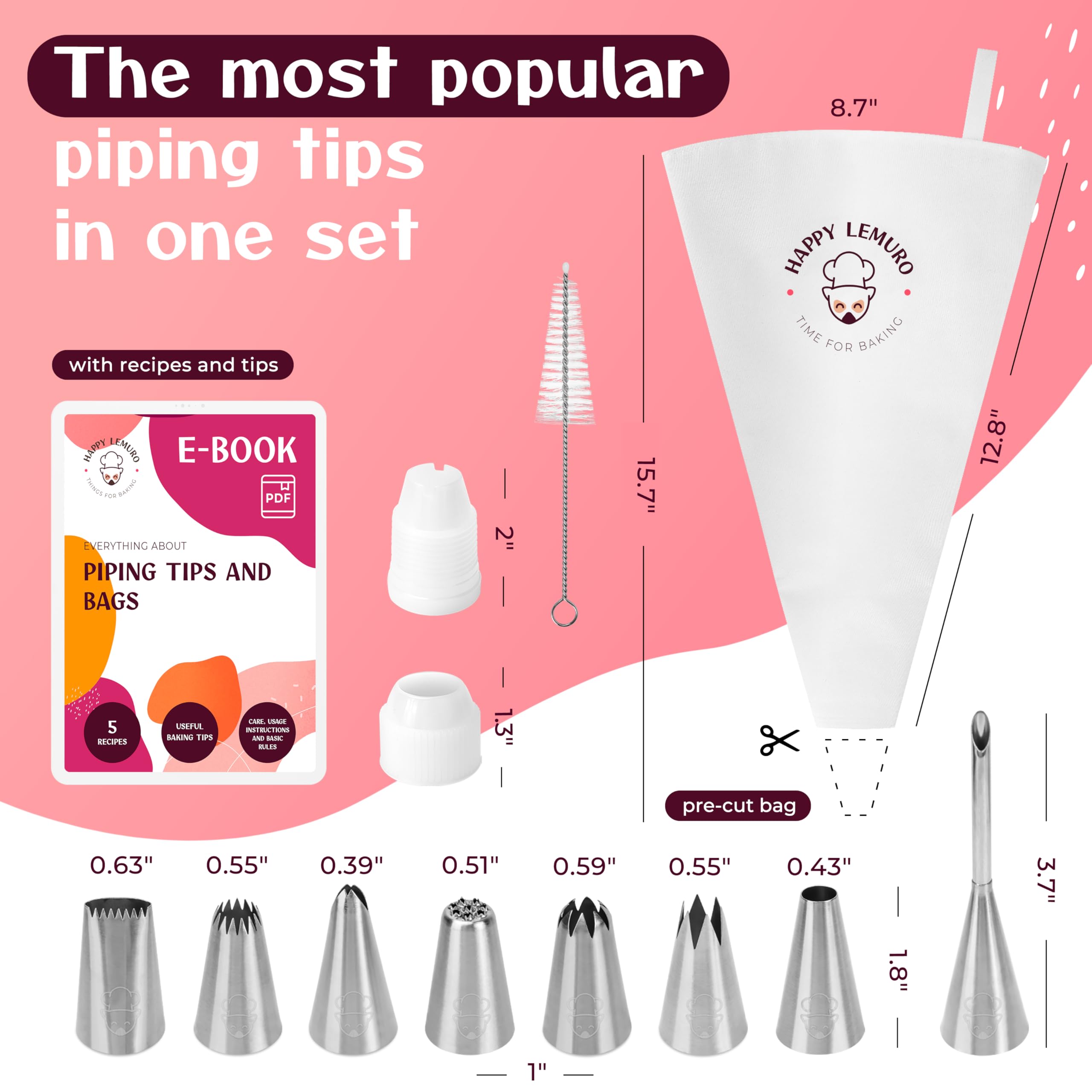 Amazon.com: Happy Lemuro Premium Reusable Piping Bags and Tips Set