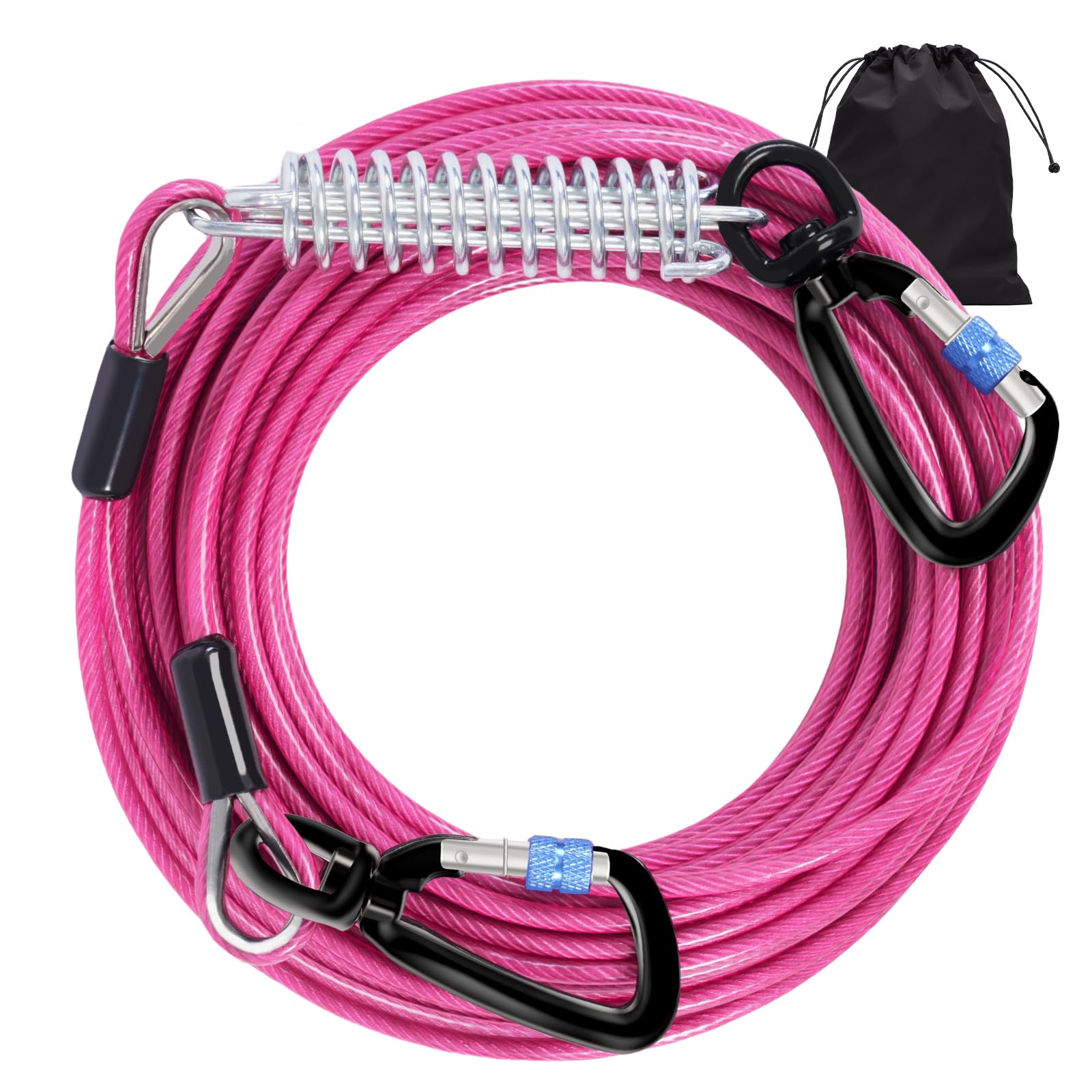 Snagle Paw Dog Leads for Yard 70FT-1000LBS Break Strength,Heavy Duty Tie Out Cable for Dogs with Swivel Lockable Hook & Spring,Chew Proof Dog Chain