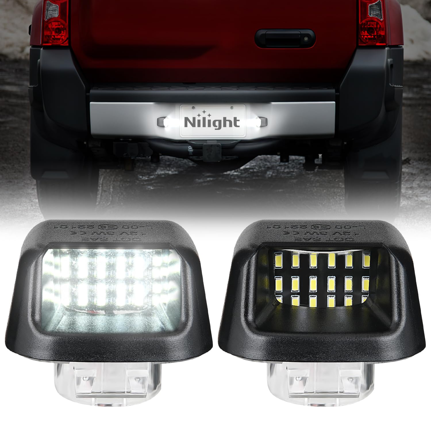 Nilight License Plate Light Compatible with 2007 2008 2009 2010 2011 2012 2013 2014 2015 2016 2017 2018 2019 2020 2021 Nissan Frontier Navara D40 2007-2015 Titan Armada Xterra Black Housing