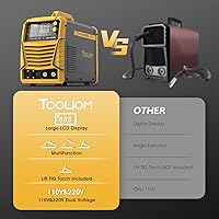 Vista 7 de TOOLIOM 4 in 1 MIG Welder 180A Gas MIG/Flux MIG/Stick/Lift TIG Multiprocess Welding Machine 110V/220V Welder Kit with Lift TIG Torch