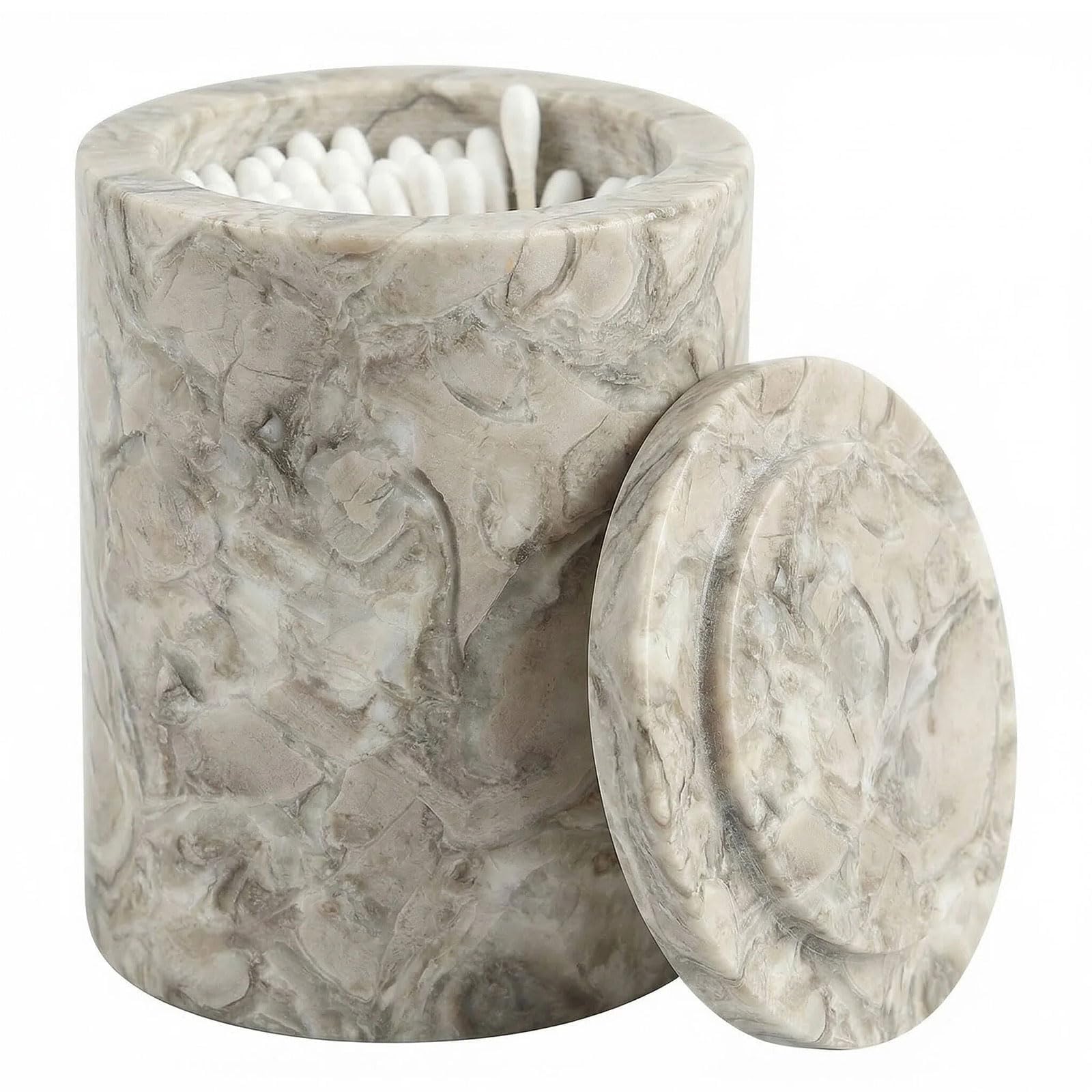 Distributeur Qtip marbre gris couvercle boîte coton-tige taille normale