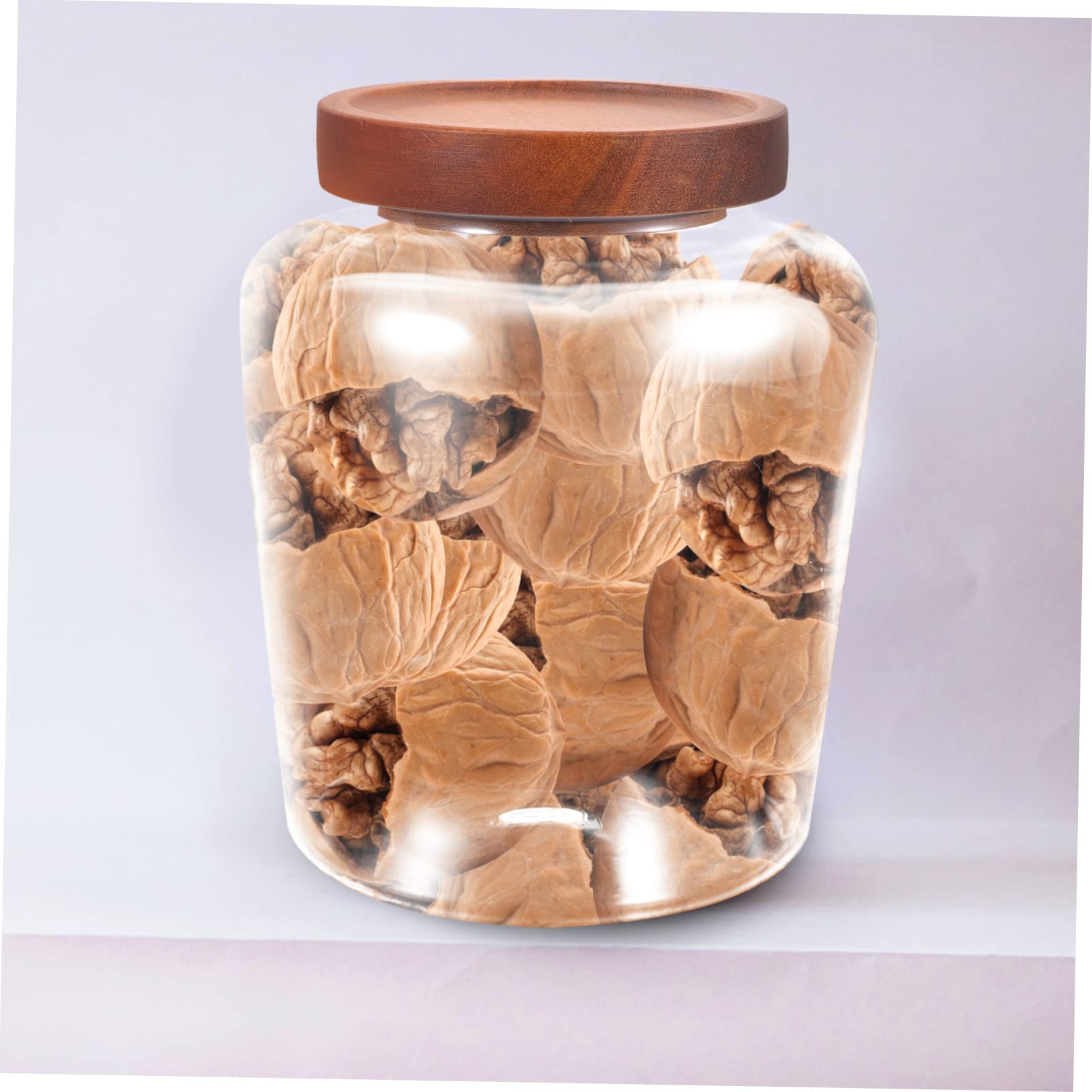 Glas Vorratsbehälter 2, 5 L mit Holzdeckel, Luftdicht, Transparent
