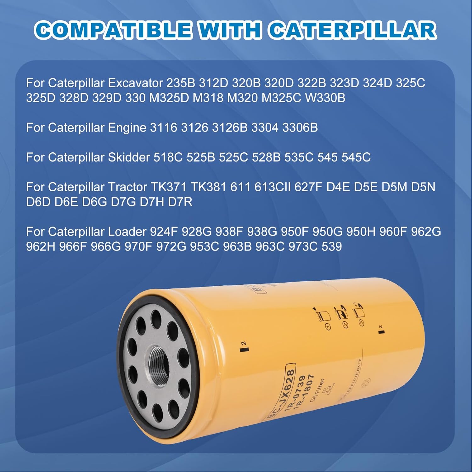 1R-0739 Engine Oil Filter 1R0739 Oil Fuel Filter Compatible with Caterpillar CAT E300B E320B/C 235B 312D 320B 320D 322B 324D 325D 328D 329D M325D M320 M325C W330B Engine 3116 3126 3126B