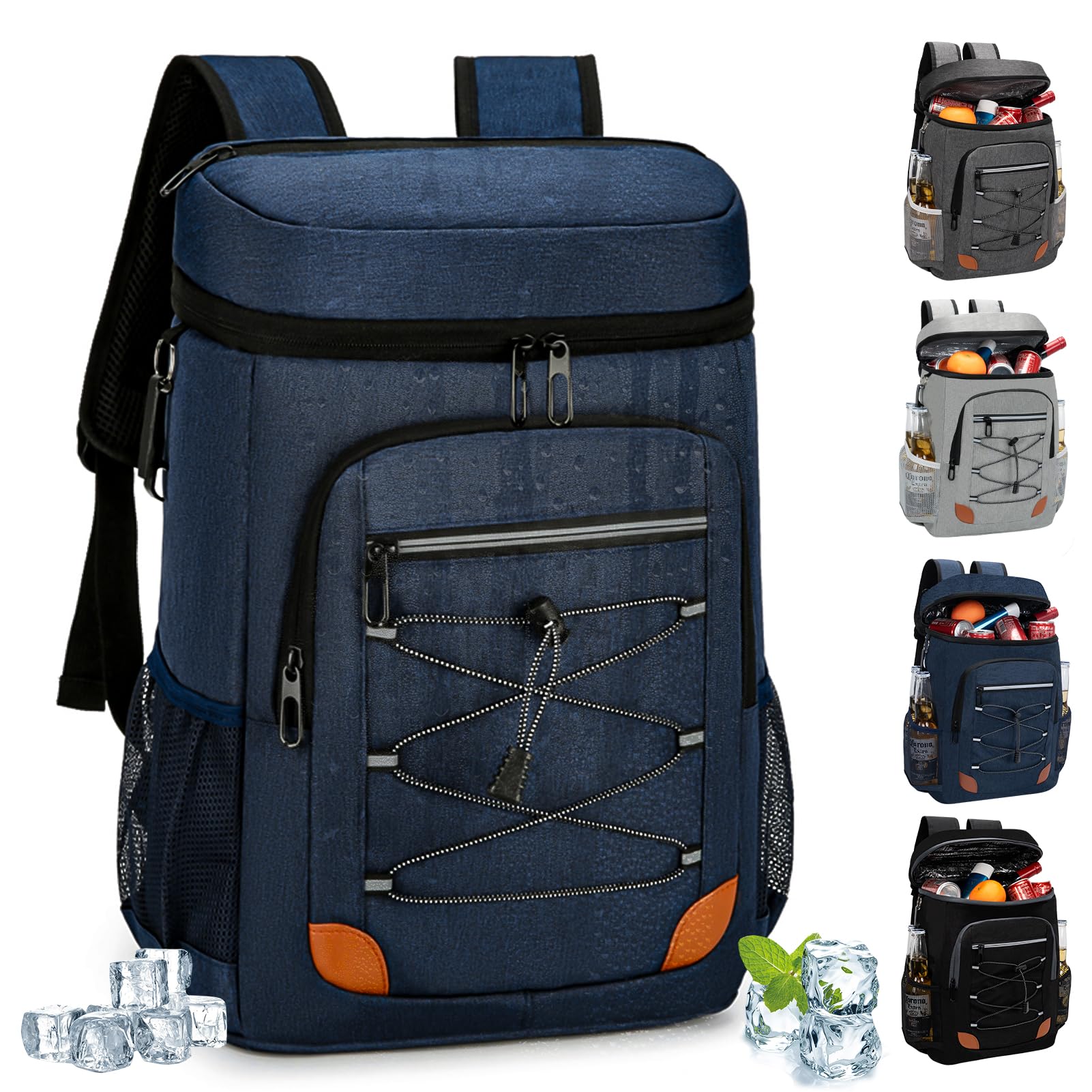 Mochila enfriadora de 36 latas, mochila térmica suave aislada a prueba de fugas, bolsa enfriadora de playa impermeable de gran capacidad, para almuerzo, camping, viajes, picnic, senderismo, enfriador