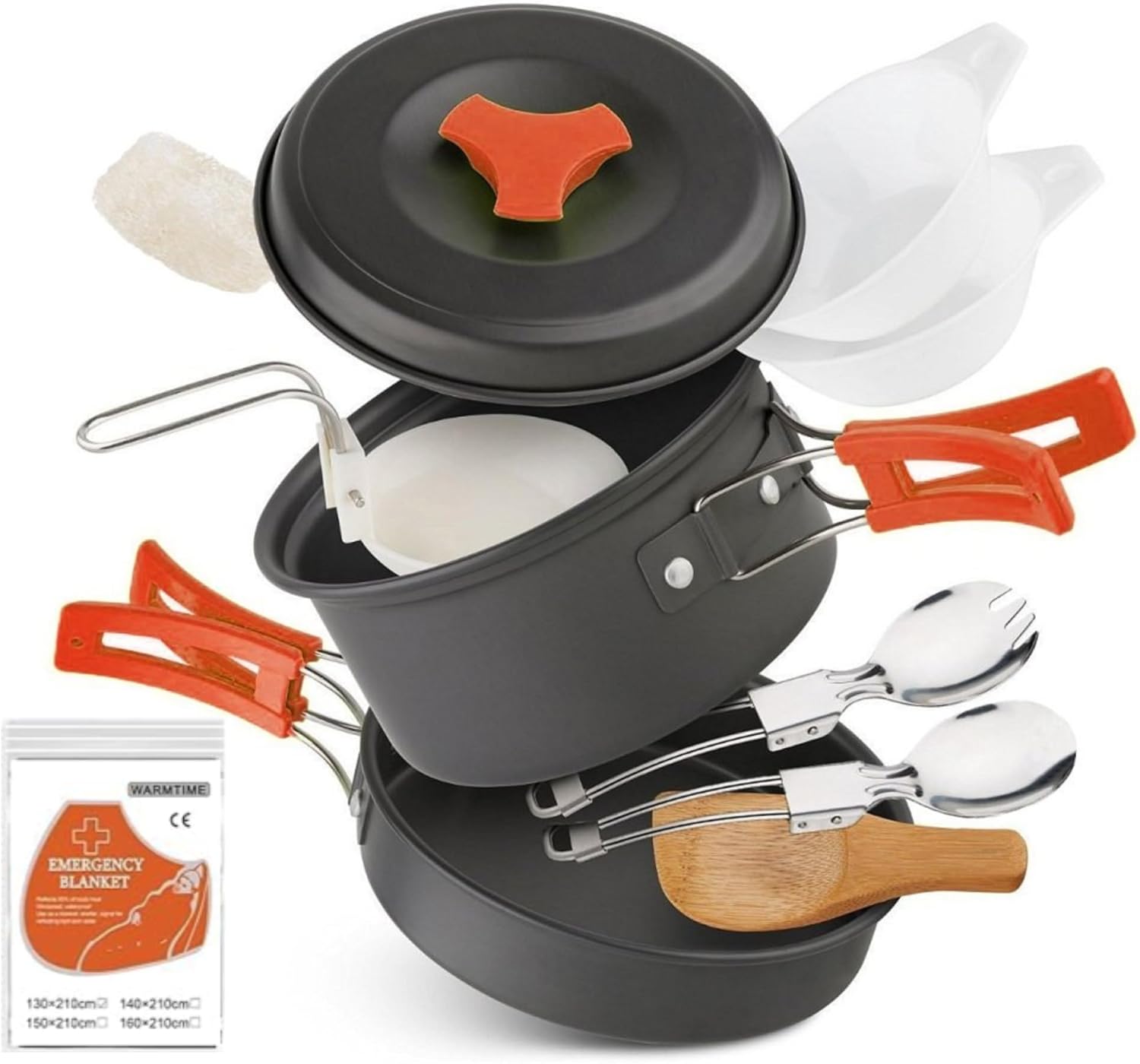 12 PCS Lightweight Camping Cookware Set – Non-Stick Pots,