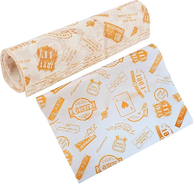 50 PCS Food Grade Wrap Paper, Deli Greaseproof Paper Waterproof Wax Paper Sheets Food Wrapping Liners Food Basket Paper Food Wrapping Tissue Sandwich Wrappers for Sweets Cakes Cheese Baking