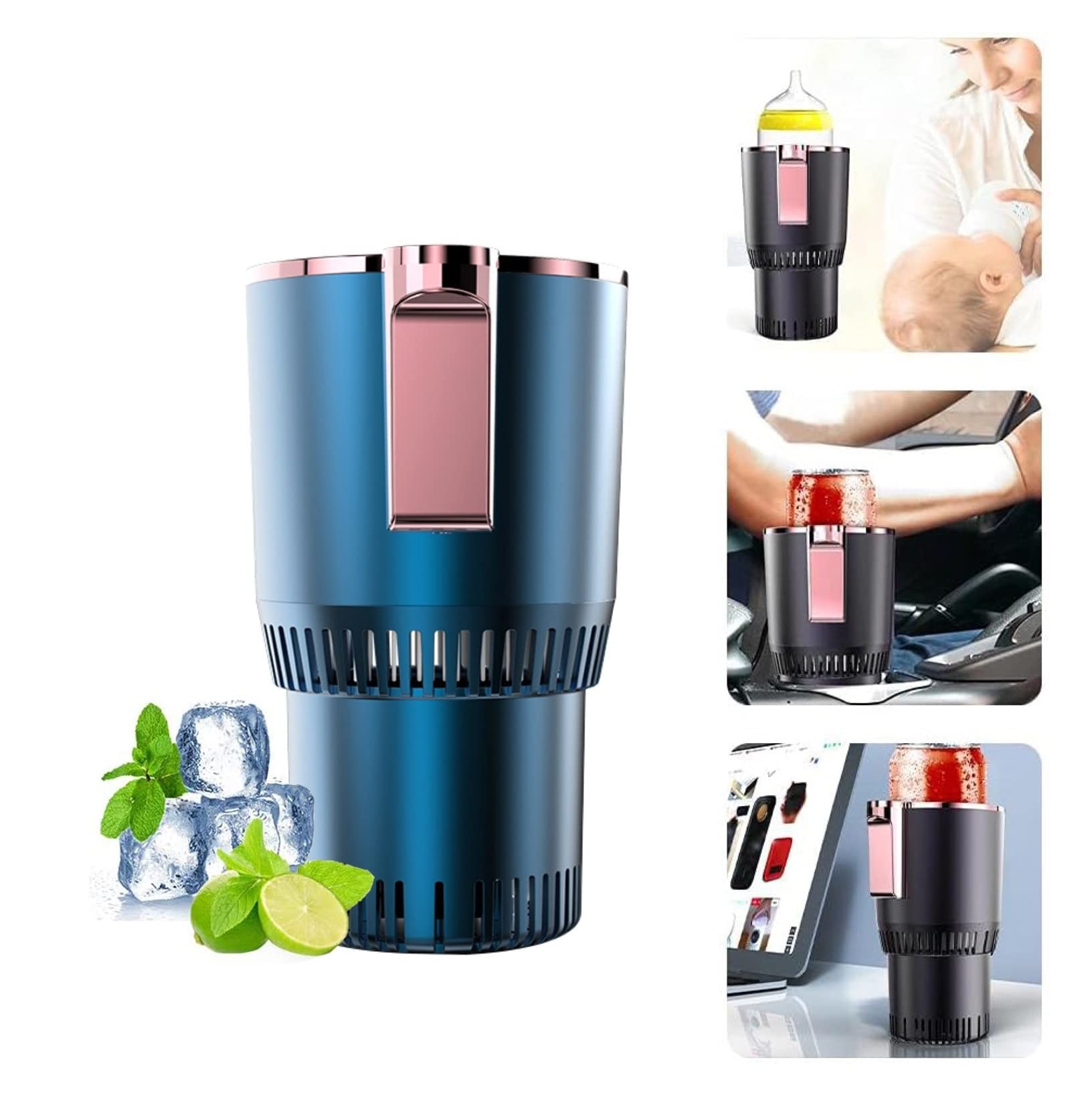 Scaldabiberon 2 in 1 da Auto E Refrigeratore, Display Digitale Intelligente, Scaldabiberon da Auto, Scaldacaffè per Famiglia, All'aperto, Viaggio in Auto (Color : Blue, Size : 105x95x165mm)